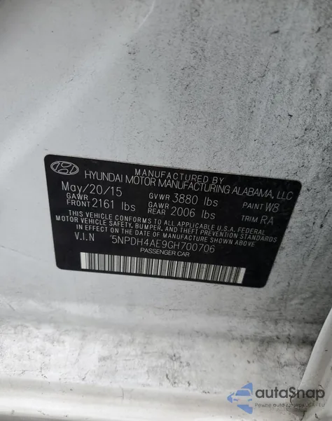 2016 Hyundai Elantra Se из США, поврежденный, VIN 5NPDH4AE9GH700706